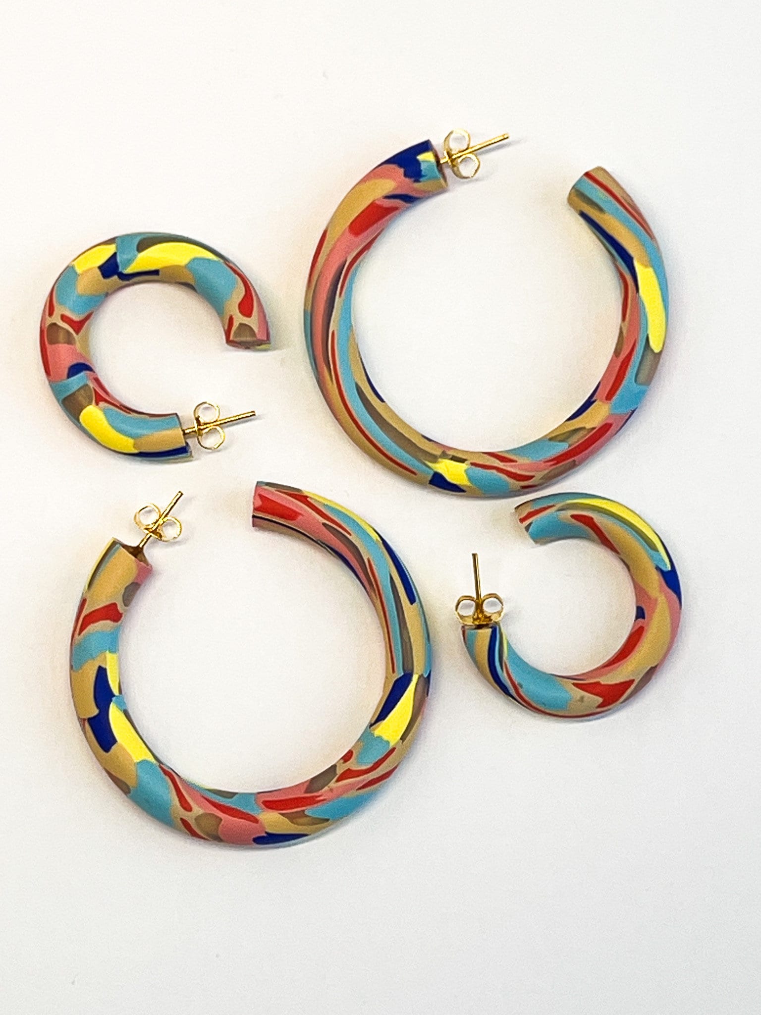 Colored Hoop Statement Earrings | Clay Hoop Earrings | Colorful Hoop Earrings | Polymer Clay Hoop Earrings | Handmade Earrings
