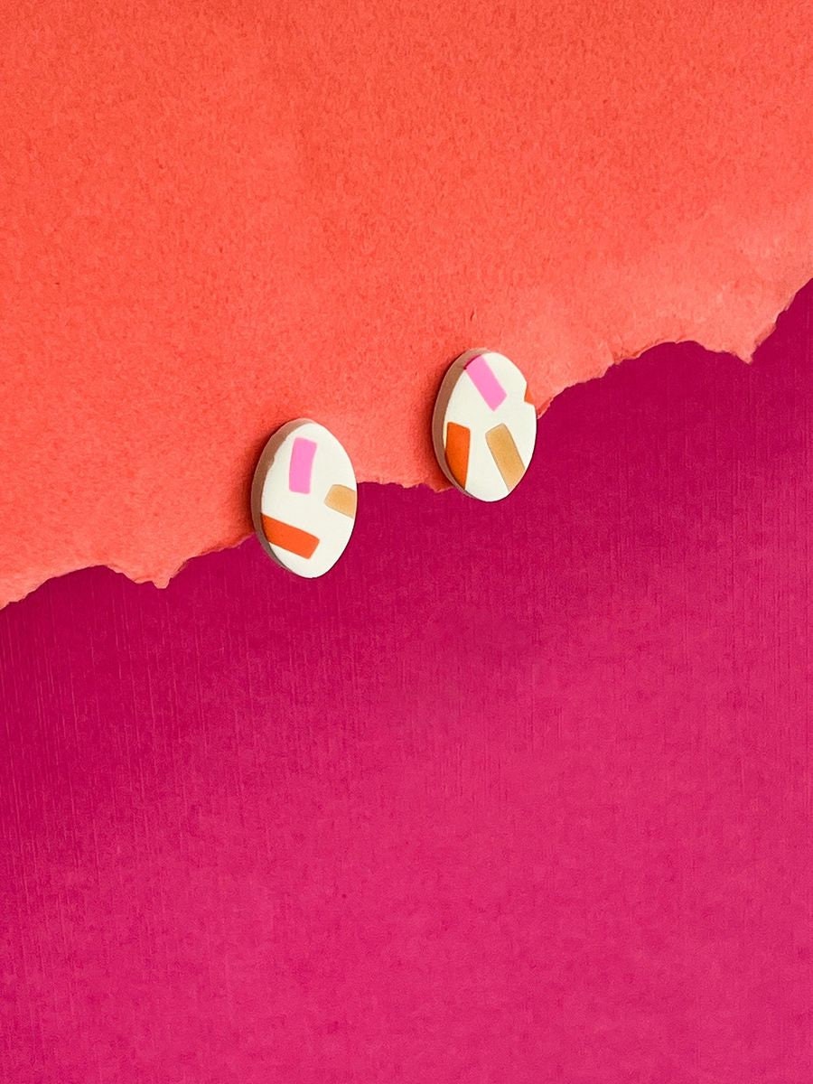Confetti Collection Oval Stud